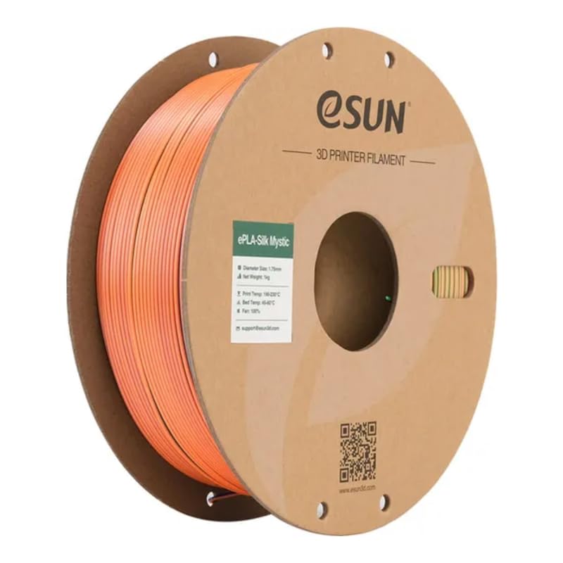 3idea e-Sun Silk Mystic PLA Filament 1.75mm, Shiny Silk Three Color Co Extrusion 3D Printer Filament, 1KG (2.2 LBS) Spool 3D Printing Color Change Filament for 3D Printers, Blue Orange Green - Image 1