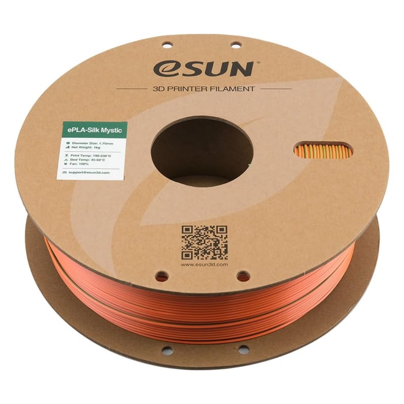 3idea e-Sun Silk Mystic PLA Filament 1.75mm, Shiny Silk Three Color Co Extrusion 3D Printer Filament, 1KG (2.2 LBS) Spool 3D Printing Color Change Filament for 3D Printers, Blue Orange Green - Image 3