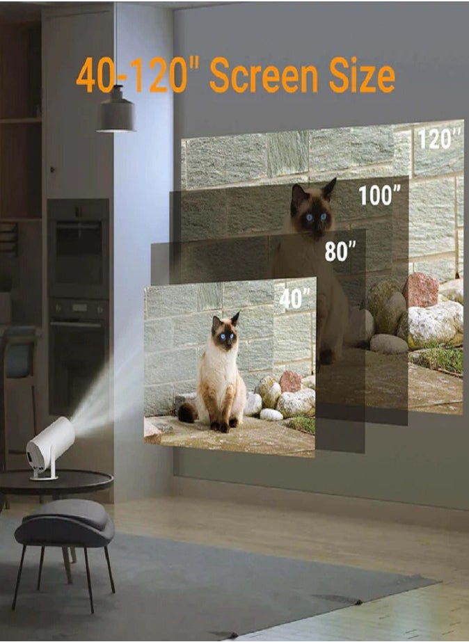 HY300 Mini Projector – 1080P HD, Android System, Rotating Display" – Compact Home Theater