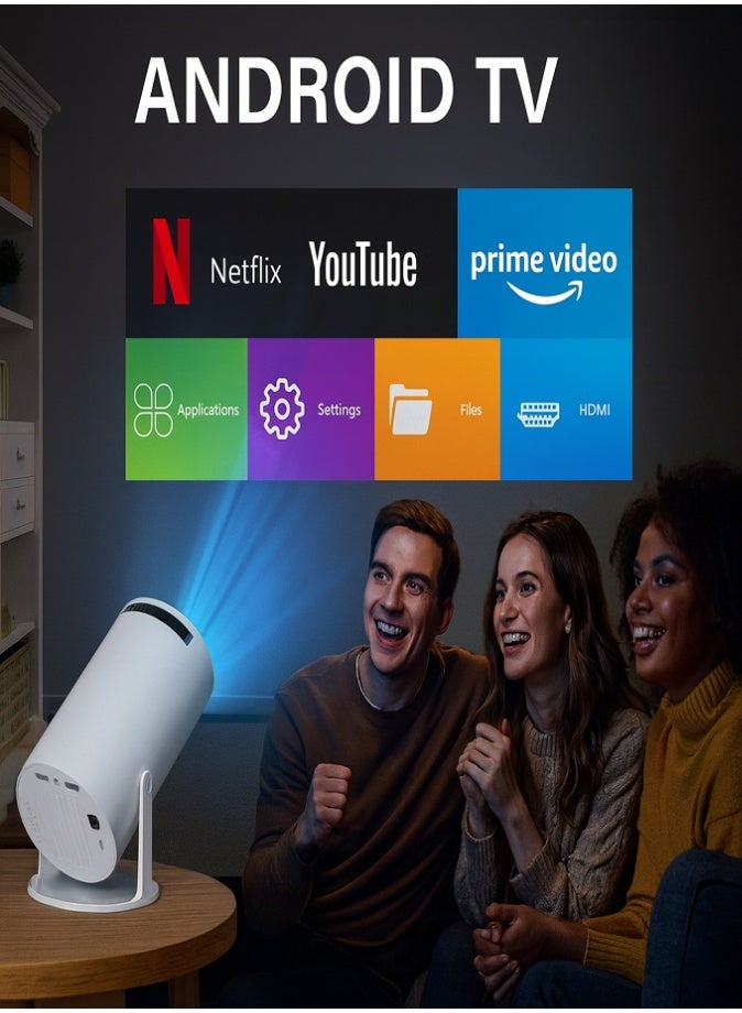 Mini Portable Smart Projector with Speakers – 1080P HD with WiFi 6 & Bluetooth, Android 11 System, Auto Keystone, 180° Rotatable, 130" Screen |  Home Theater & Outdoor Movie Projector - Image 3