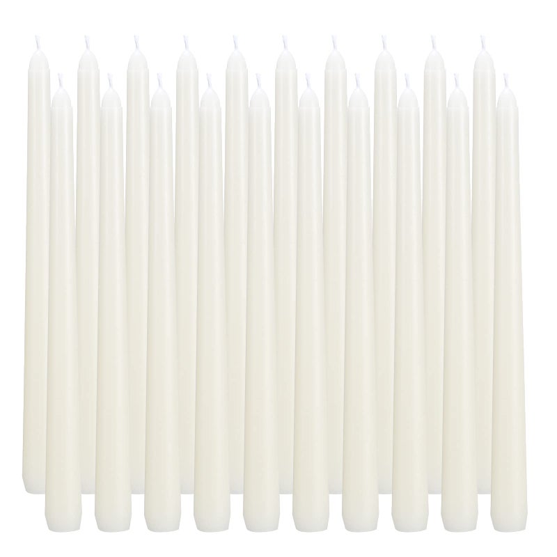flamecan Ivory Taper Candles, Set of 20 Unscented and Smokeless 10 Inch Taper Candles Long Burning, Paraffin Wax with Cotton Wicks for Burning Approxinately 7-8 Hours Time - Image 1