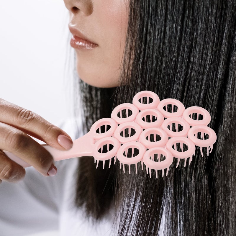 💄 فرشاة فروة الرأس ومشط لفك تشابك الشعر للنساء استخدام يومي وردي بحجم 14 في 10 في 2 9 سنتيمتر عبوة واحدة - Image 4