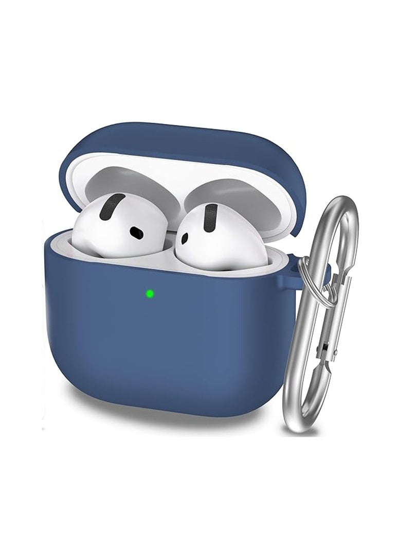 Generic - Silicone Protective  Case Cover  for AirPods 4(2024) with Keychain (Blue) - Image 1