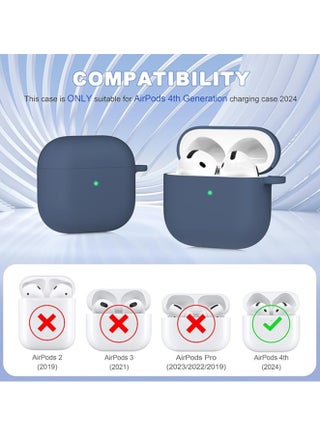 Silicone Protective  Case Cover  for AirPods 4(2024) with Keychain (Blue) - view 2