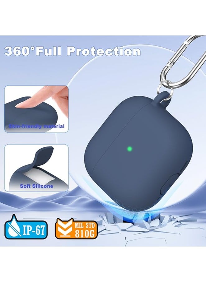 Generic - Silicone Protective  Case Cover  for AirPods 4(2024) with Keychain (Blue) - Image 1