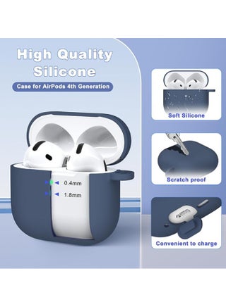 Silicone Protective  Case Cover  for AirPods 4(2024) with Keychain (Blue) - view 4