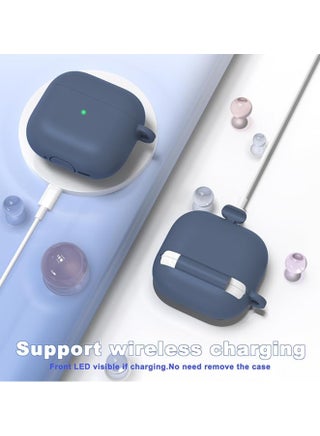 Silicone Protective  Case Cover  for AirPods 4(2024) with Keychain (Blue) - view 5