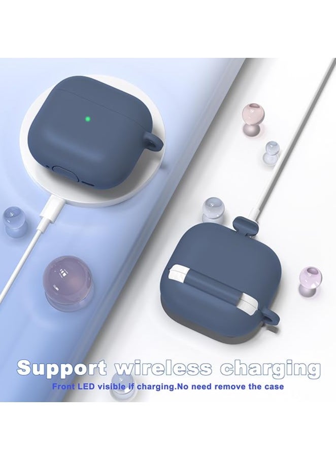 Generic - Silicone Protective  Case Cover  for AirPods 4(2024) with Keychain (Blue) - Image 1