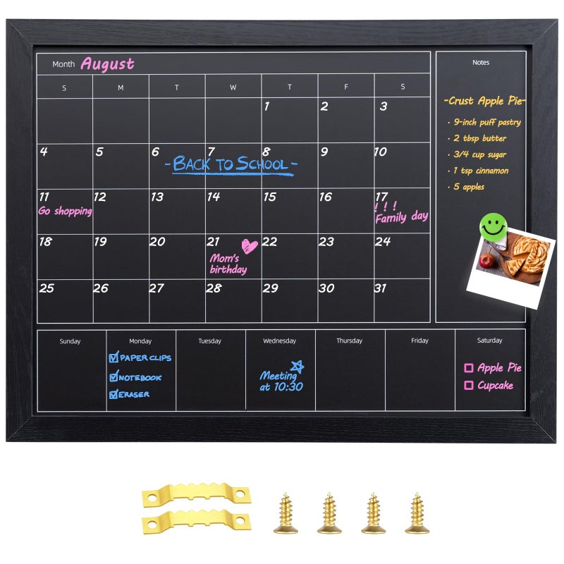 Aitakatta 3-in-1 Chalkboard Calendar for Wall, Magnetic Monthly & Weekly Calendar, Blackboard for Wall with Black Wood Frame, Hanging Chalkboard for Decor/Memo(YL+ZL-HB-BK,4333) - Image 1