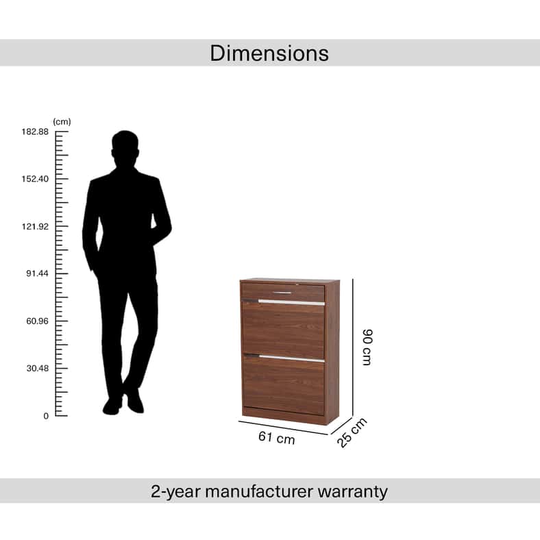 PAN emirates ZIMTOWN SHOE RACK 12 PAIRS WITH 3 DRAWER - BROWN - Image 5