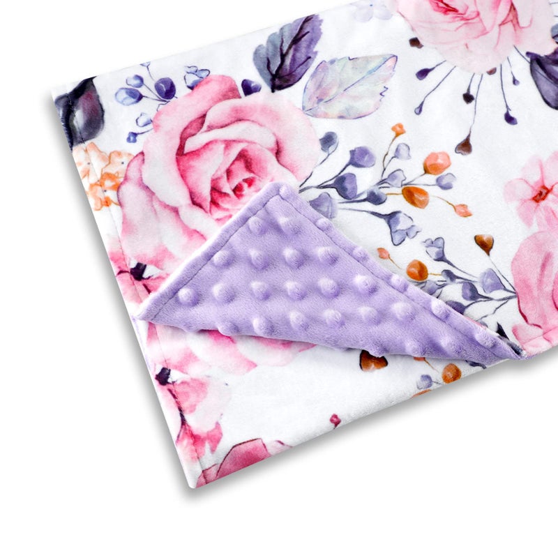 Pea Pod Pea Pod 30 x 40Baby Blankets Super Soft Floral Minky Toddler Newborn Blanket for Boys Girls Dotted Backing Double Layer Crib Receiving Blanket for NurseryStrollerToddler BedBaby Carseat 