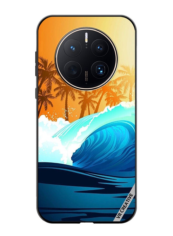 VR CREATIVE Protective Case Cover For Huawei Mate 50 Pro Tropical Surfing Wave At Sunrise With Palm Tree Design Multicolour - Image 1