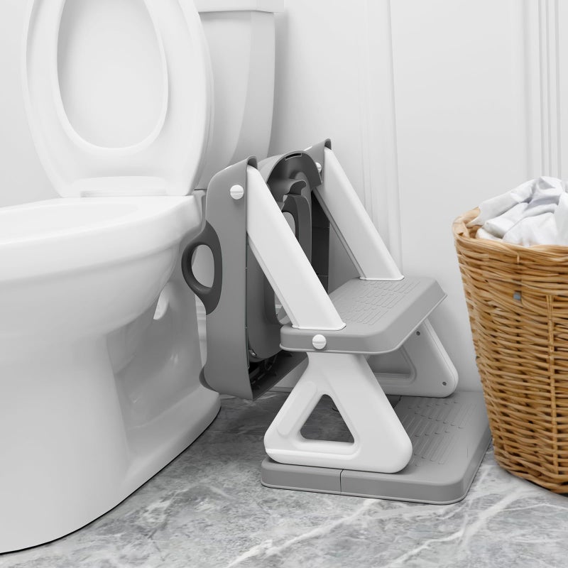 Wiifo Potty Training Seat with Step Stool Ladder for Kids and Toddler,Wiifo Sturdy Potty Ladder with Soft Padded Cushion for Toddler Boys and Girls(Light Grey) 2025 New Version - Image 5