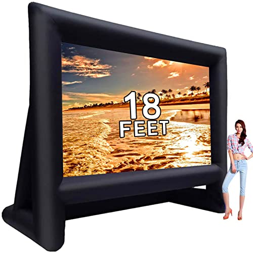 GYUEM 18 feet Inflatable Outdoor Projector Movie Screen - Package with Rope, Blower, Tent Stakes - Portable, Great for Outdoor and Indoor Party Watch Movies - Image 1