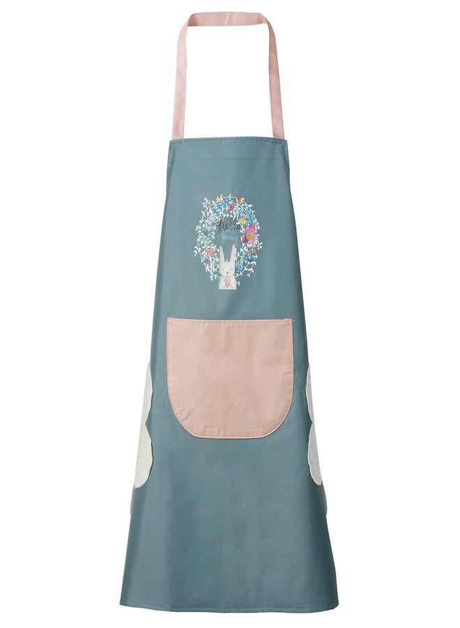 DILLMAN Women Kitchen Apron with Hand Wipe Pockets，Big Pocket,Hand-wiping, Waterproof for Cooking Baking, Blue, Large - Image 1