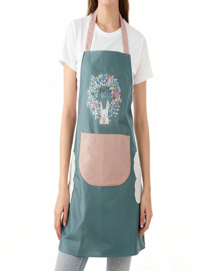 DILLMAN Women Kitchen Apron with Hand Wipe Pockets，Big Pocket,Hand-wiping, Waterproof for Cooking Baking, Blue, Large - Image 5