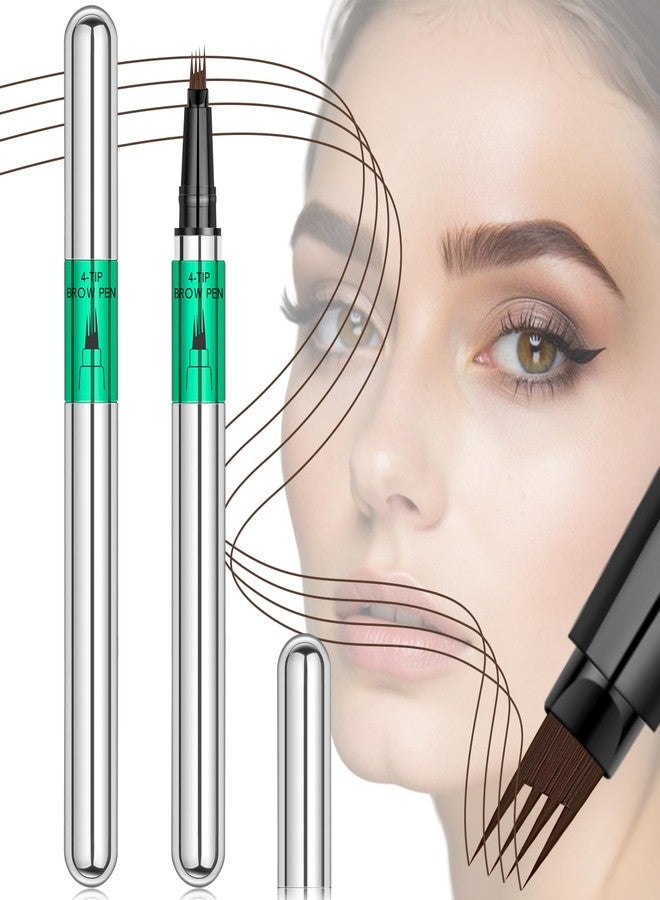 درمود قلم تحديد الحواجب بتقنية الميكروبليدينغ، أقلام حواجب مقاومة للماء للنساء، قلم تحديد حواجب طبيعي يشبه الشعر، قلم دقيق رفيع برأس رباعي الشعب لملء الحواجب السائلة، يدوم طويلاً ومقاوم للتلطخ، بني داكن - Image 1