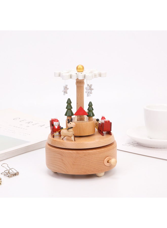 Wooden Music Box Carousel Music Box Girls Children's Birthday Gift Christmas Crafts Gift Ornaments - Image 1