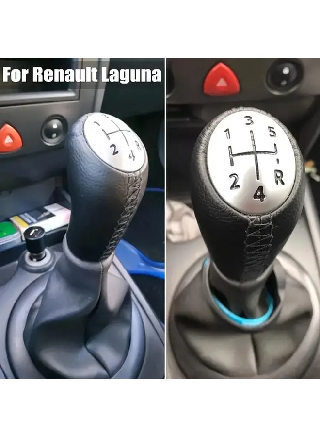Premium Black Faux Leather 5 Speed Gear Shift Knob for Renault Clio MK3 Megane MK2 - Image 1
