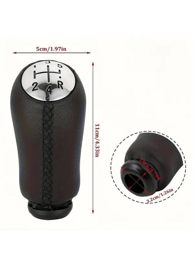 Premium Black Faux Leather 5 Speed Gear Shift Knob for Renault Clio MK3 Megane MK2 - Image 2