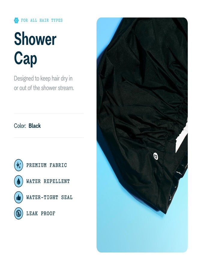 Gimme Beauty Lined Shower Cap for Women & Men - Reusable, Waterproof Shower Cap - Bathing Accessories - Black - Image 2