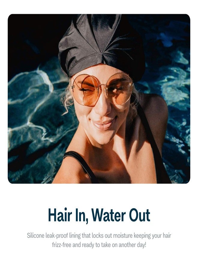 Gimme Beauty Lined Shower Cap for Women & Men - Reusable, Waterproof Shower Cap - Bathing Accessories - Black - Image 4