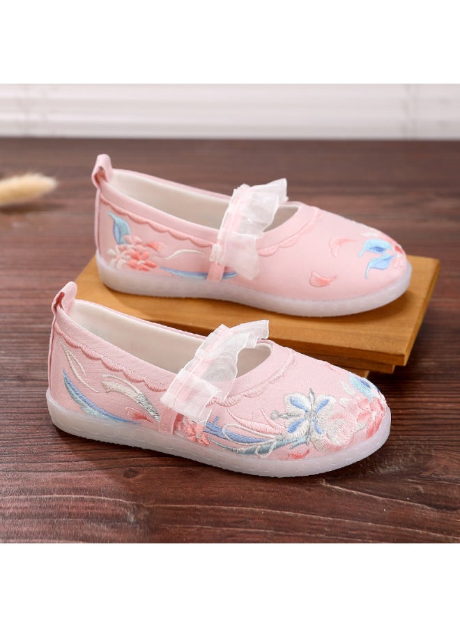 New Style Old Beijing Embroidered Children's Shoes For Girls, Traditional Chinese Costume Cloth Shoes, Hanfu Shoes For Girls