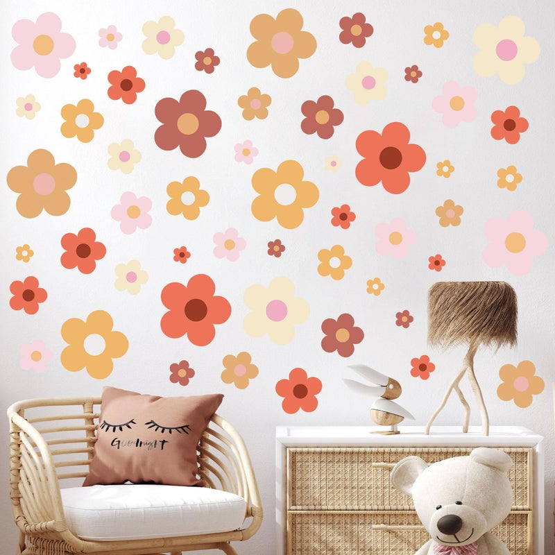 Sondeng 12 Sheets Flower Wall Decals Cute Colorful Floral Wall Stickers Vinyl Peel and Stick Wall Decals Y2k Preppy Hippie Stickers Aesthetic Decor for Girls Kids Nursery Bedroom Decoration Boho Style - Image 5