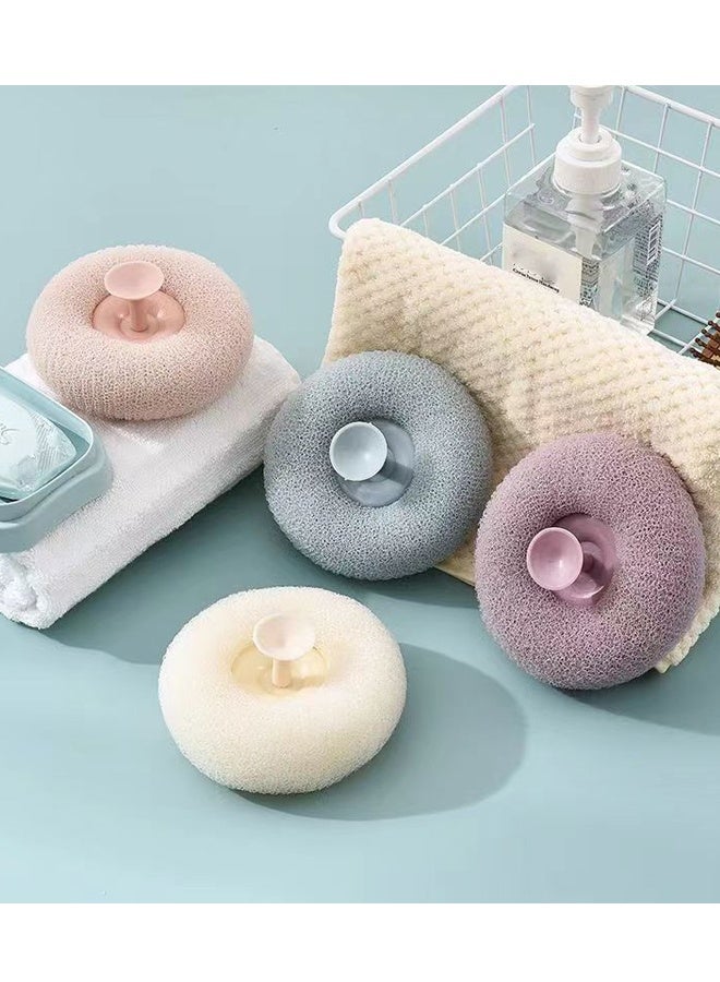 HOMESTAR 4 PCS Soft Sunflower Suction Cup Bath Ball, 2-in-1 Sunflower Ball Exfoliating Bath Sponge Cleaning Brush, Mesh Shower Body Sponge Accessories for Women, Men Shower - Image 1