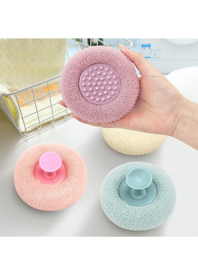HOMESTAR 4 PCS Soft Sunflower Suction Cup Bath Ball, 2-in-1 Sunflower Ball Exfoliating Bath Sponge Cleaning Brush, Mesh Shower Body Sponge Accessories for Women, Men Shower - Image 2