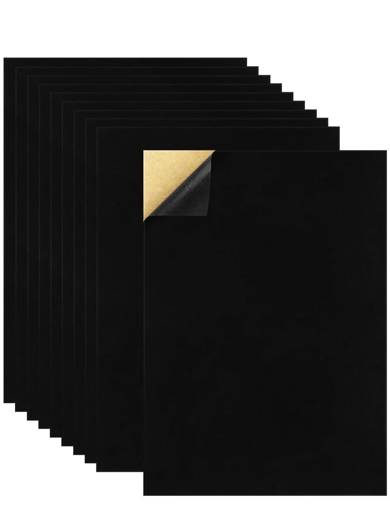 Generic 10 Pieces of Black Self-Adhesive Felt Paper, 8.3“ x 11.7” Velvet Flocked Liner, Felt Wallpaper for Jewelry Drawer Craft Box Felt Liner for Arts and Crafts  - Image 1