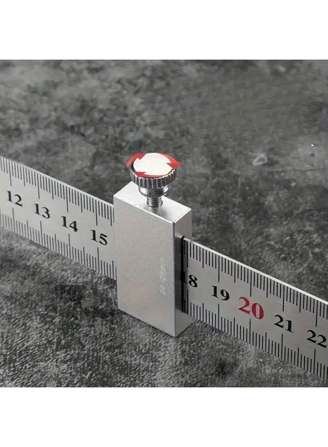 Upgraded Silvery Positioning Block Woodworking Square 11.81 Inch Steel Ruler 0.1mm Accuracy - Image 3