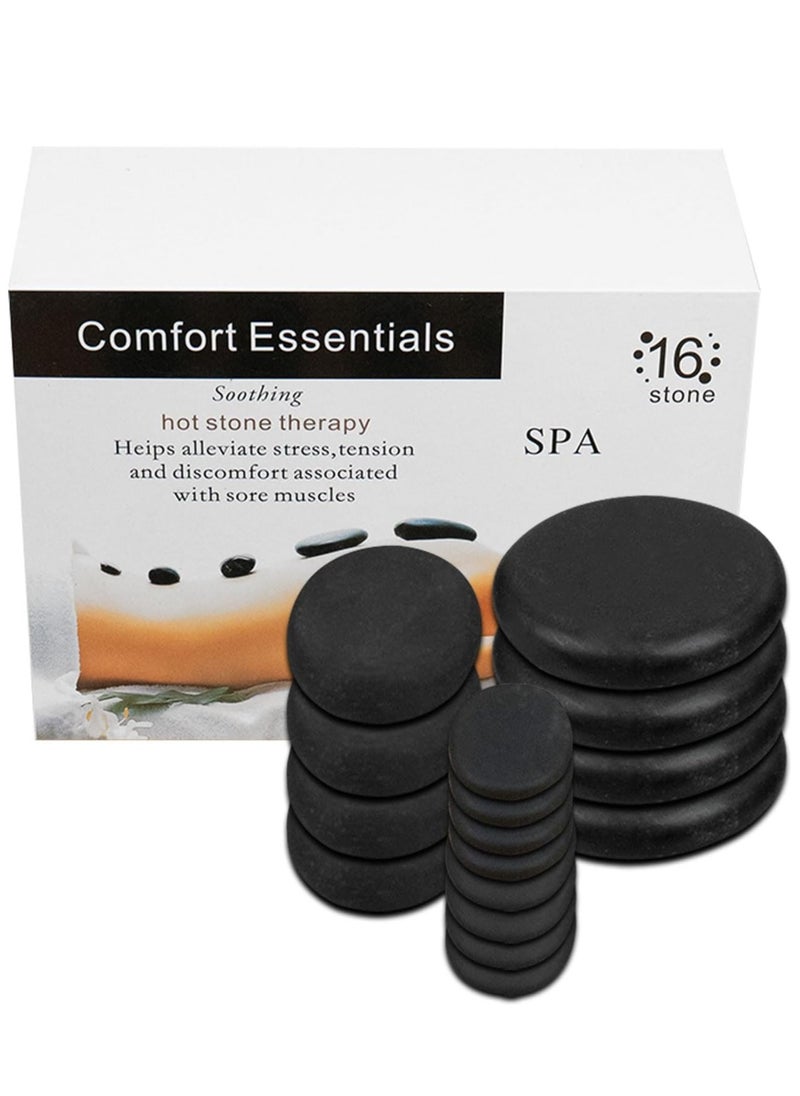 Meishida 16 Hot Stones for Massage with Warmer, Hot Stones Massage Set with Warmer Kit Basalt Hot Rocks Massage Stone  - Image 1