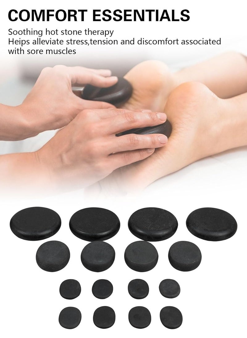 Meishida 16 Hot Stones for Massage with Warmer, Hot Stones Massage Set with Warmer Kit Basalt Hot Rocks Massage Stone  - Image 3