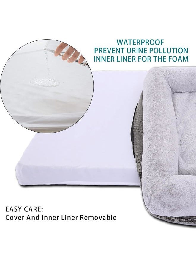 WINDRACING Orthopedic Dog Bed for Large Dogs, Waterproof & Non-Skid, Bolster Sided Sofa Bed with Removable Washable Cover, Egg Foam Couch for Pet Sleeping, Gray - Image 4