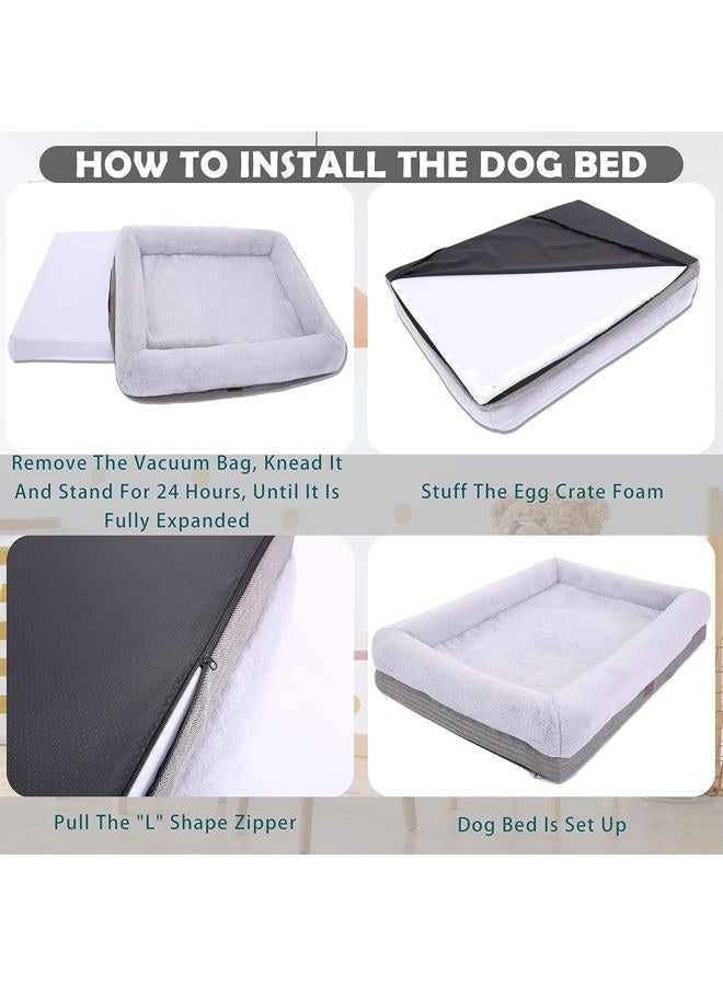 WINDRACING Orthopedic Dog Bed for Large Dogs, Waterproof & Non-Skid, Bolster Sided Sofa Bed with Removable Washable Cover, Egg Foam Couch for Pet Sleeping, Gray - Image 5
