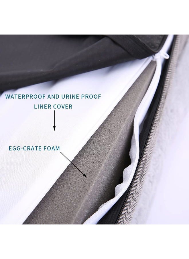 WINDRACING Orthopedic Dog Bed for Large Dogs, Waterproof & Non-Skid, Bolster Sided Sofa Bed with Removable Washable Cover, Egg Foam Couch for Pet Sleeping, Gray - Image 2