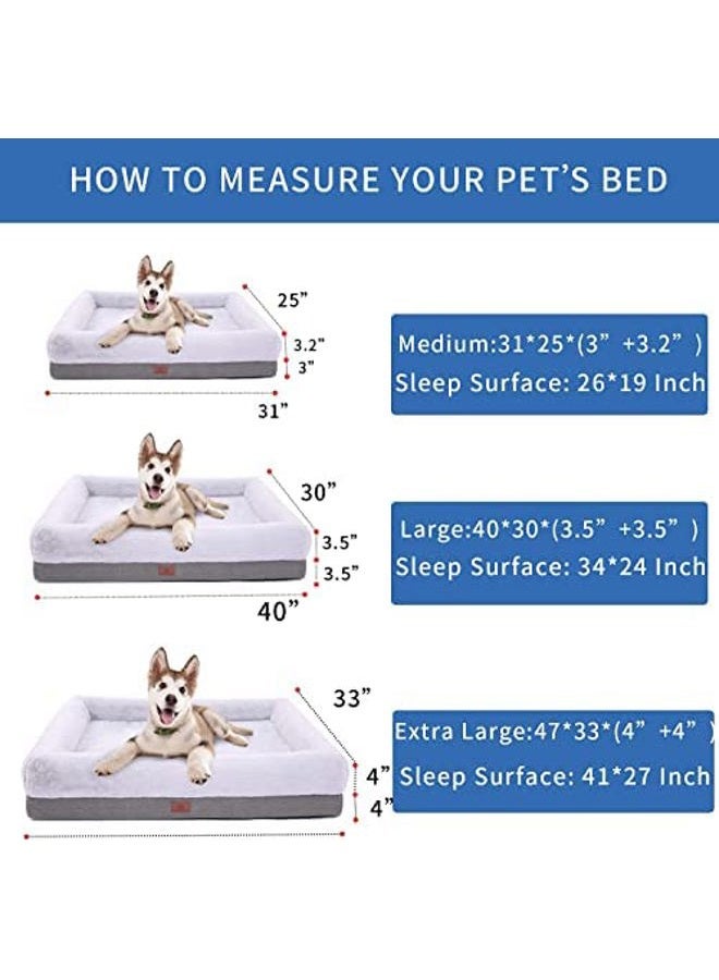 WINDRACING Orthopedic Dog Bed for Large Dogs, Waterproof & Non-Skid, Bolster Sided Sofa Bed with Removable Washable Cover, Egg Foam Couch for Pet Sleeping, Gray - Image 3