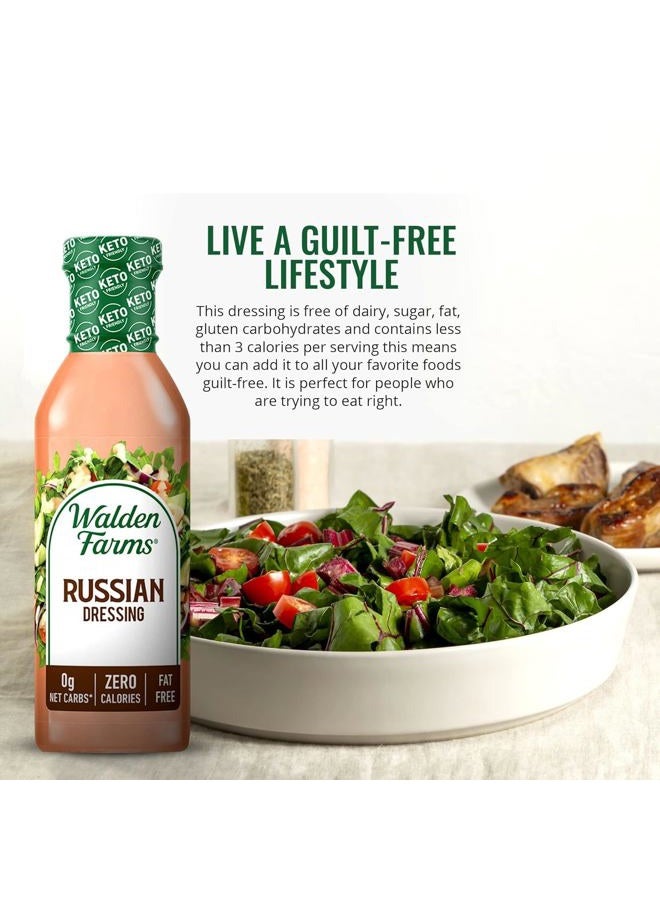 WALDEN FARMS Russian Dressing 12 oz Bottle (Pack of 2) - Fresh and Delicious, Sugar Free 0g Net Carbs Condiment, Kosher Certified, So Tasty on Salads, Sandwich, Burgers, Bread, Dipping Sauce and More - Image 4