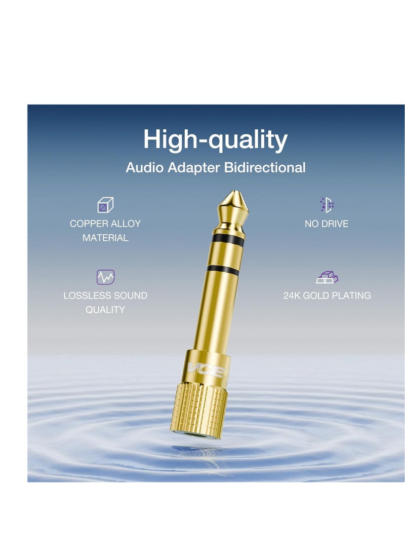 6.35mm (1/4 inch) Male to 3.5mm (1/8 inch) Female Stereo Audio Jack Adapter for Aux Cable, Guitar Amplifier, Headphone, 2 Pack - Image 3