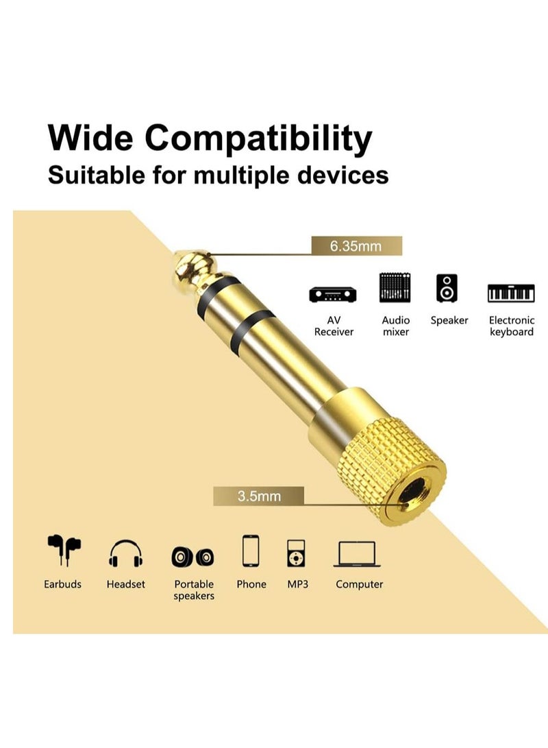 6.35mm (1/4 inch) Male to 3.5mm (1/8 inch) Female Stereo Audio Jack Adapter for Aux Cable, Guitar Amplifier, Headphone, 2 Pack - Image 4