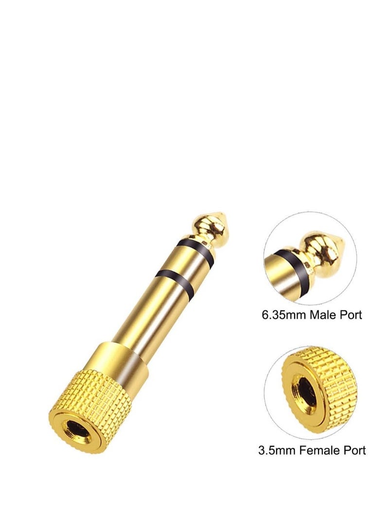 6.35mm (1/4 inch) Male to 3.5mm (1/8 inch) Female Stereo Audio Jack Adapter for Aux Cable, Guitar Amplifier, Headphone, 2 Pack - Image 2