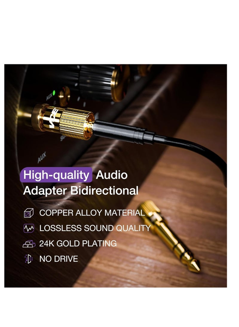 6.35mm (1/4 inch) Male to 3.5mm (1/8 inch) Female Stereo Audio Jack Adapter for Aux Cable, Guitar Amplifier, Headphone, 2 Pack - Image 5