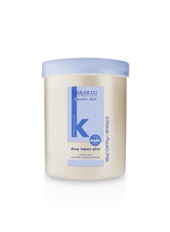 Salerm Cosmetics Hydrating Hair Mask - Deep Impact Plus - 1000 ml - Deep Hair Hydration - For Use After Keratin Shot + Keramix Treatment - Smooth and Straight Hair - Image 1