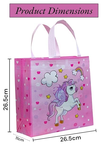 Tera13 TERA 13 Unicorn Gift Bags | Paper Bags For Return Gifts (12 pcs) Goodie Paper Gift Bag | Medium Non-Woven Carry Bags For Gifting | Paper Bags | Unicorn Theme Party Favor Goodie Bag - Image 3
