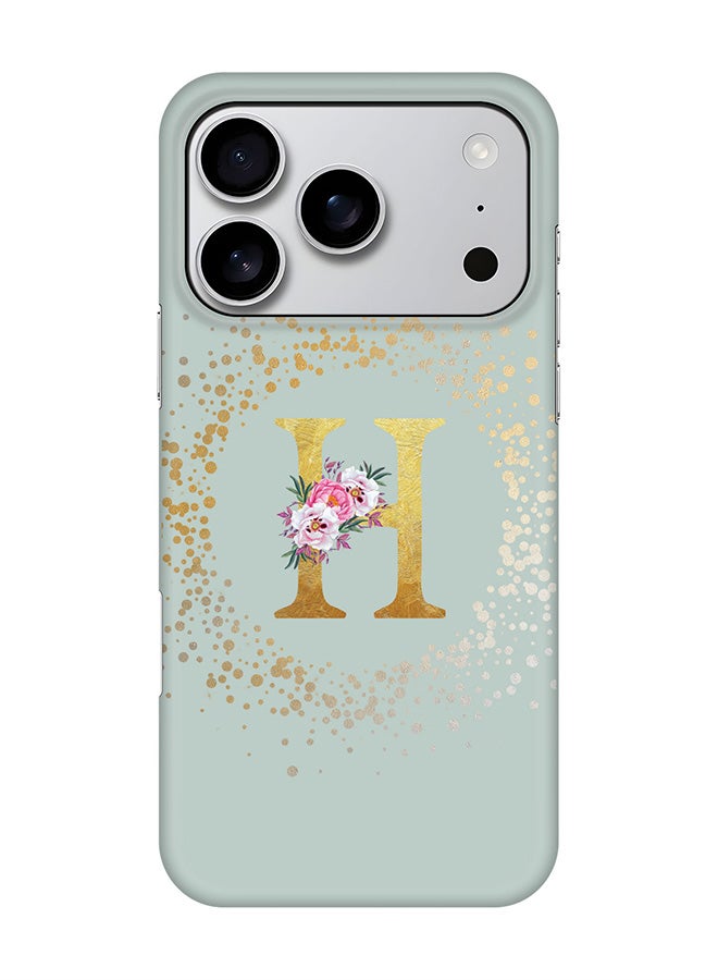 Stylizedd For iPhone 17 Pro,Case, [Compatible with MagSafe] Magnetic cover Slim fit Protection Matte, - Custom Monogram Floral - H  (Light Grey )