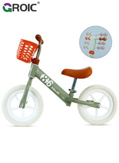 GROIC Toddler Balance Bike, No Pedal Beginner Toys Balance Bike, No Pedal Toddler Bicycle for Early Learning Leg Strength and Steady Balancing, Balance Bike with Basket & Tool-Free Adjustable Seat  - Image 1