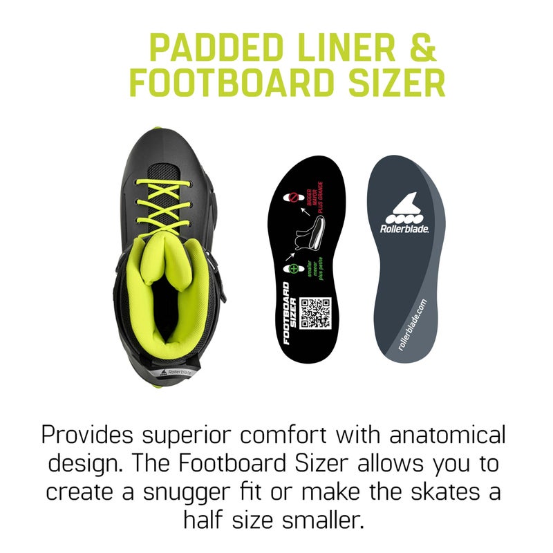 Rollerblade Lightning Men's Urban Inline Skate, Black and Lime - Image 3