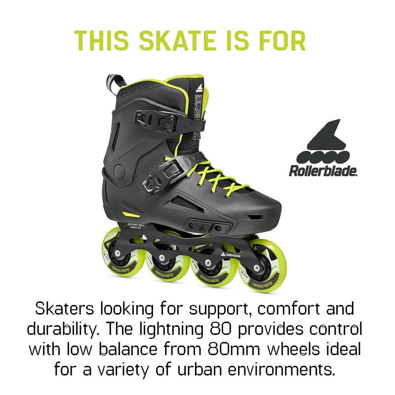 Rollerblade Lightning Men's Urban Inline Skate, Black and Lime - Image 4