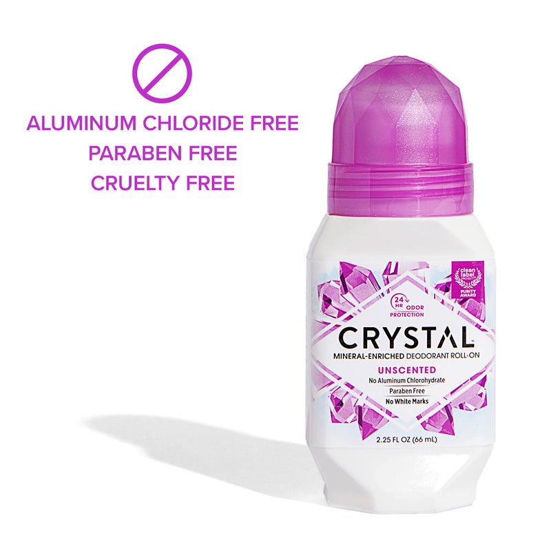 CRYSTAL Mineral Deodorant Roll-On Unscented Body Deodorant With 24-Hour Odor Protection, Aluminum Chloride & Paraben Free, 2.25 FL OZ (Packaging May Vary) - Image 3